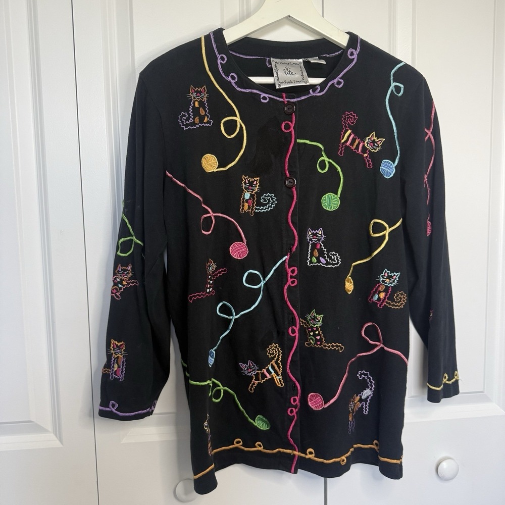 Michael Simon Cat Cardigan Size S Oversized